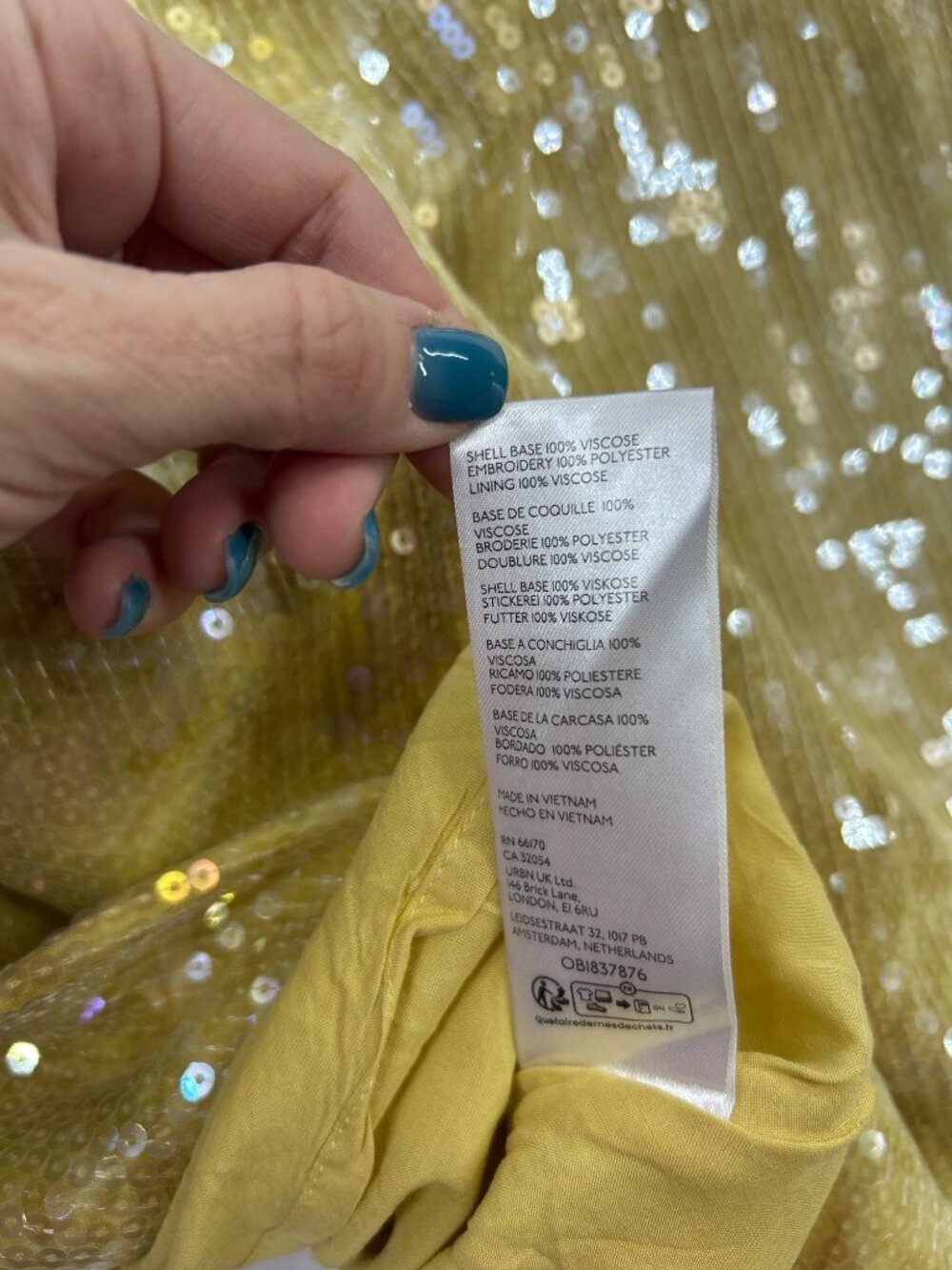 Anthropologie Tilda Sequin Slip Skirt Size M Yellow Gold Midi Skirt Spring - Picture 8 of 11